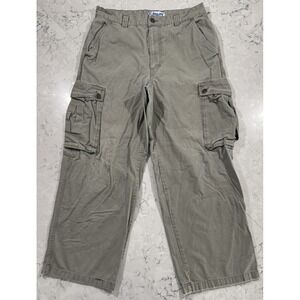 VTG Y2K Utility Cargo Pants Mens 33x30 Green Baggy Skater Grunge Workwear